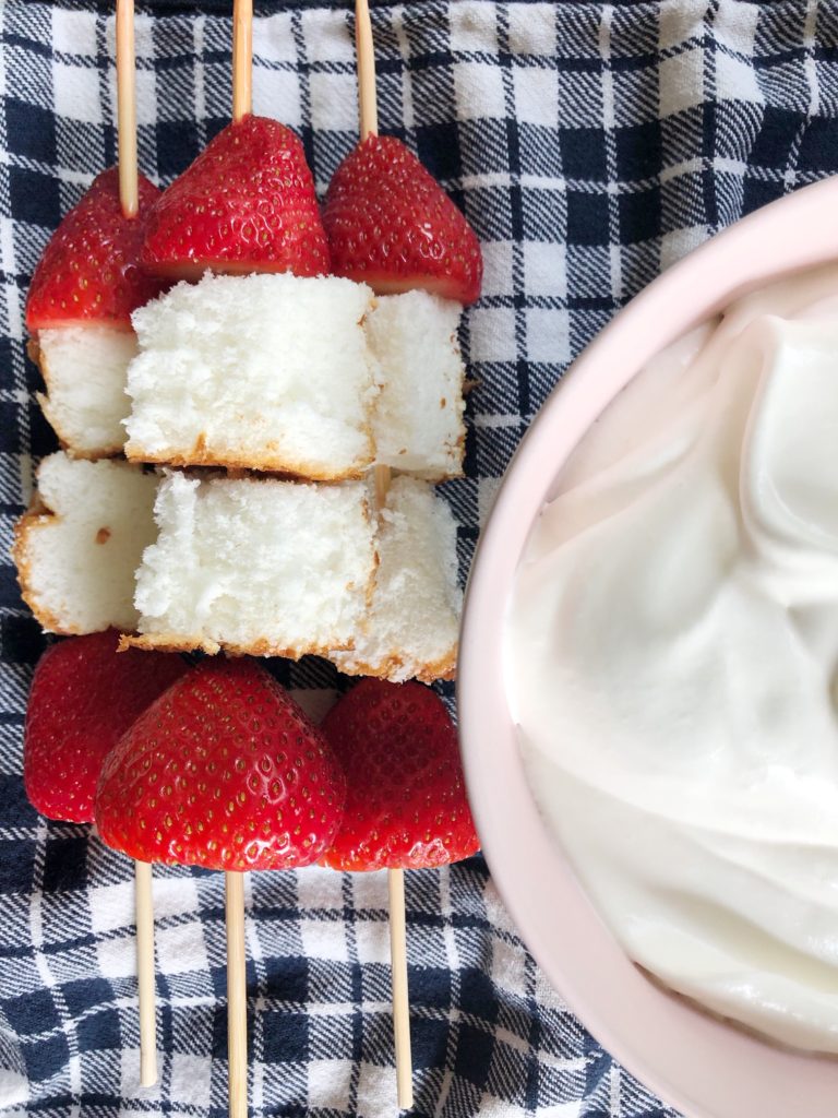 Strawberry + Angel Food Cake Kabobs