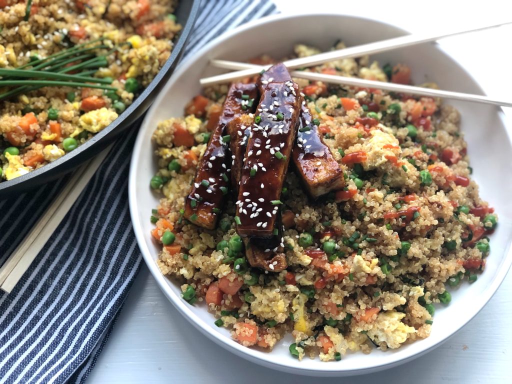 General Tso’s Tofu + Quinoa Fried Rice